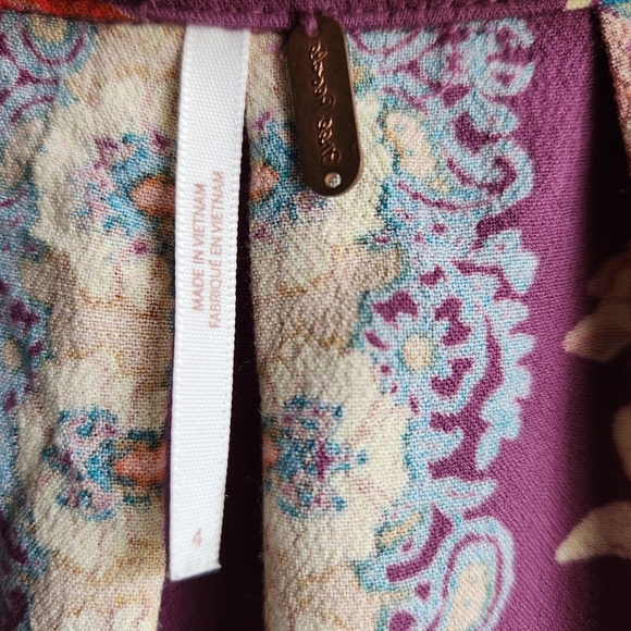 Free People Purple Floral Mini Dress | Long Sleeve Tie Front Boho | Size 4 - Picture 2 of 8